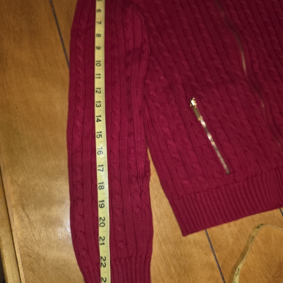 Ralph Lauren Red Cable Knit Zip-Up Sweater NWT!! - Picture 12 of 14
